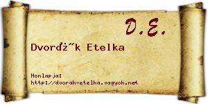 Dvorák Etelka névjegykártya